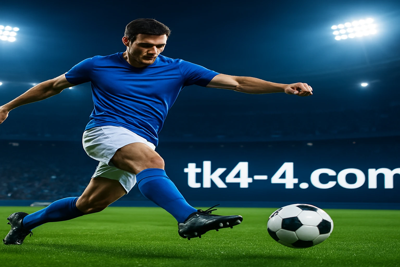 tk44 ফুটবল গেমিং প্রচারণা ব্যানার, স্টেডিয়ামে খেলোয়াড় ও লাইভ বার্তা